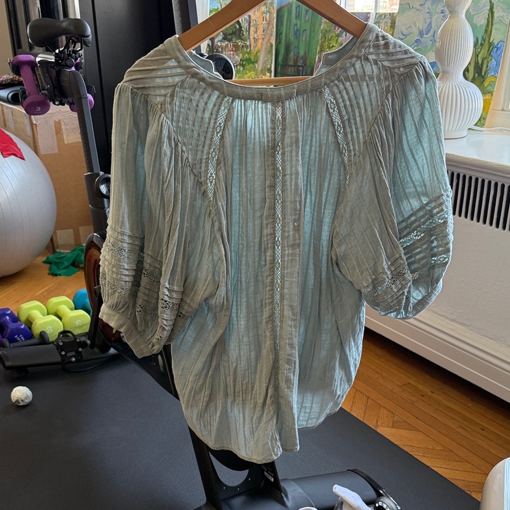 Z Supply Elliot Lace Inset Top - Large - sea spray green - excellent condition - Picture 4 of 7